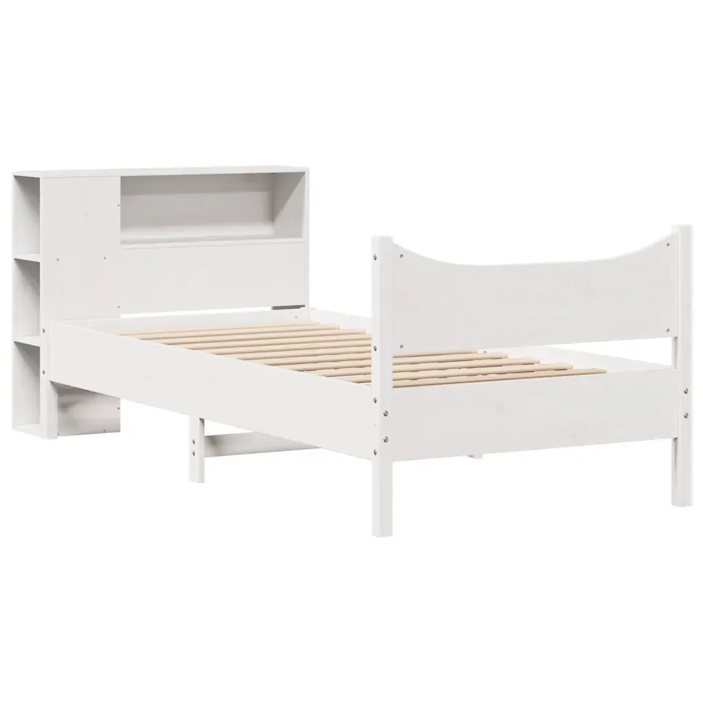 Letto singolo | Letto per adulti | Giroletto senza Materasso Bianco 75x190 Legno Massello di Pino - Image 4