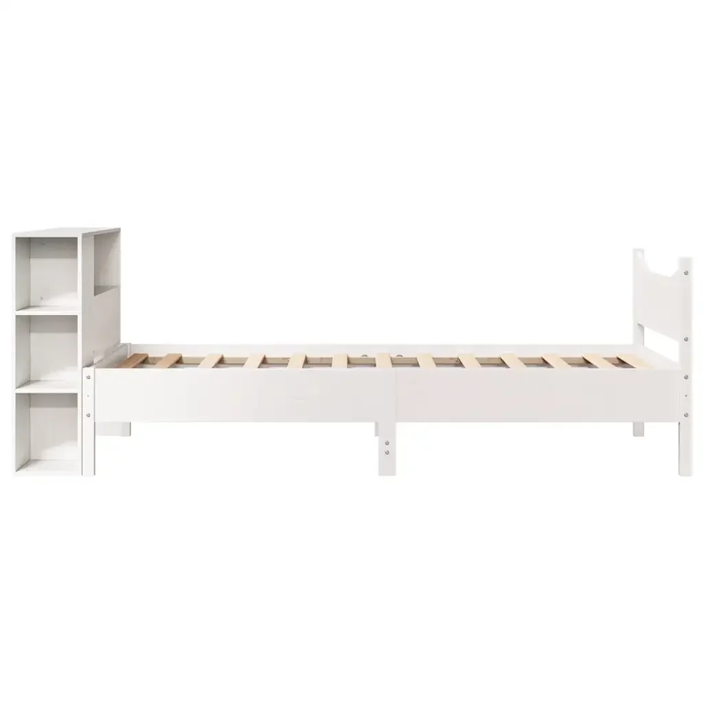 Letto singolo | Letto per adulti | Giroletto senza Materasso Bianco 75x190 Legno Massello di Pino - Image 7