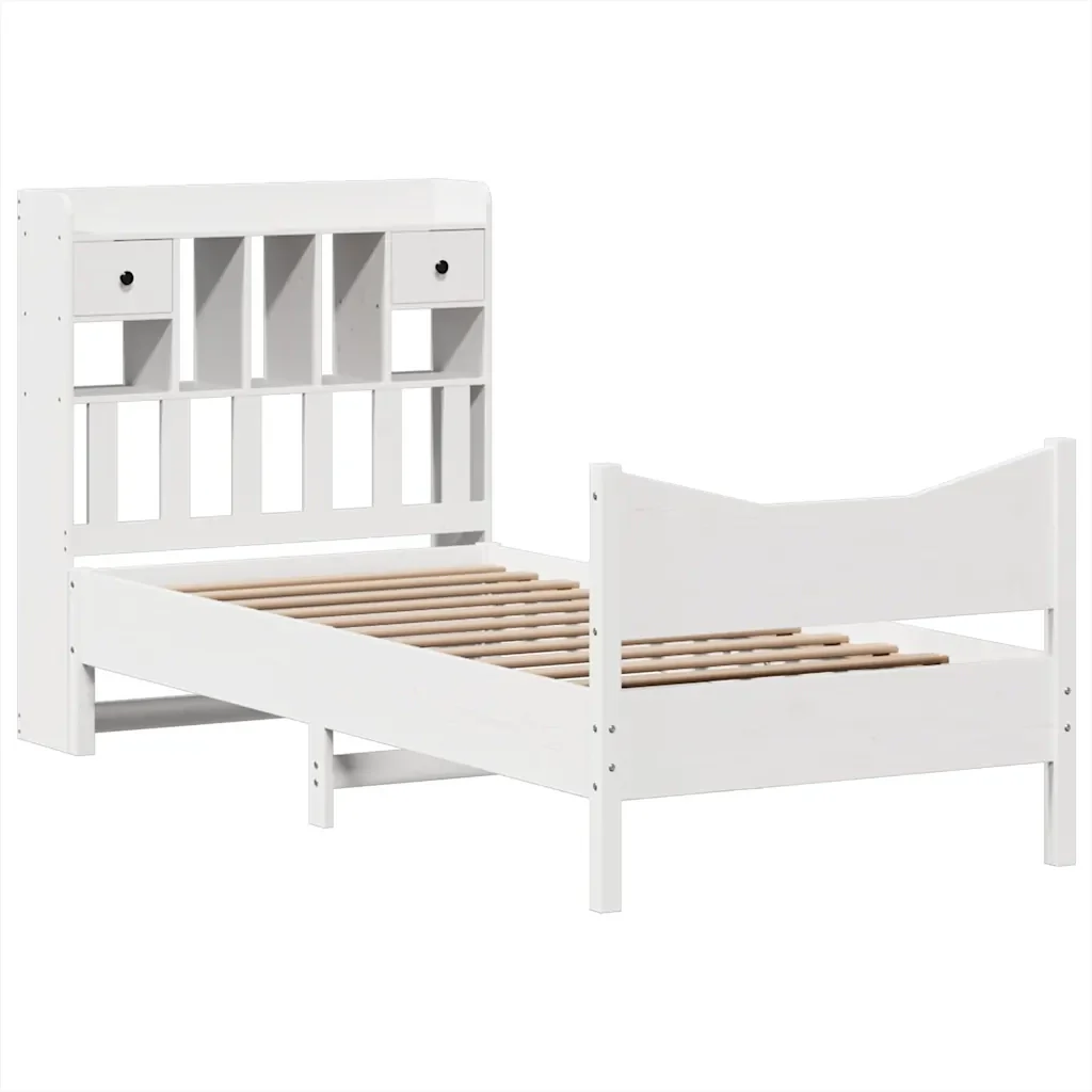 Letto singolo | Letto per adulti | Giroletto senza Materasso Bianco 75x190 Legno Massello di Pino - Image 3