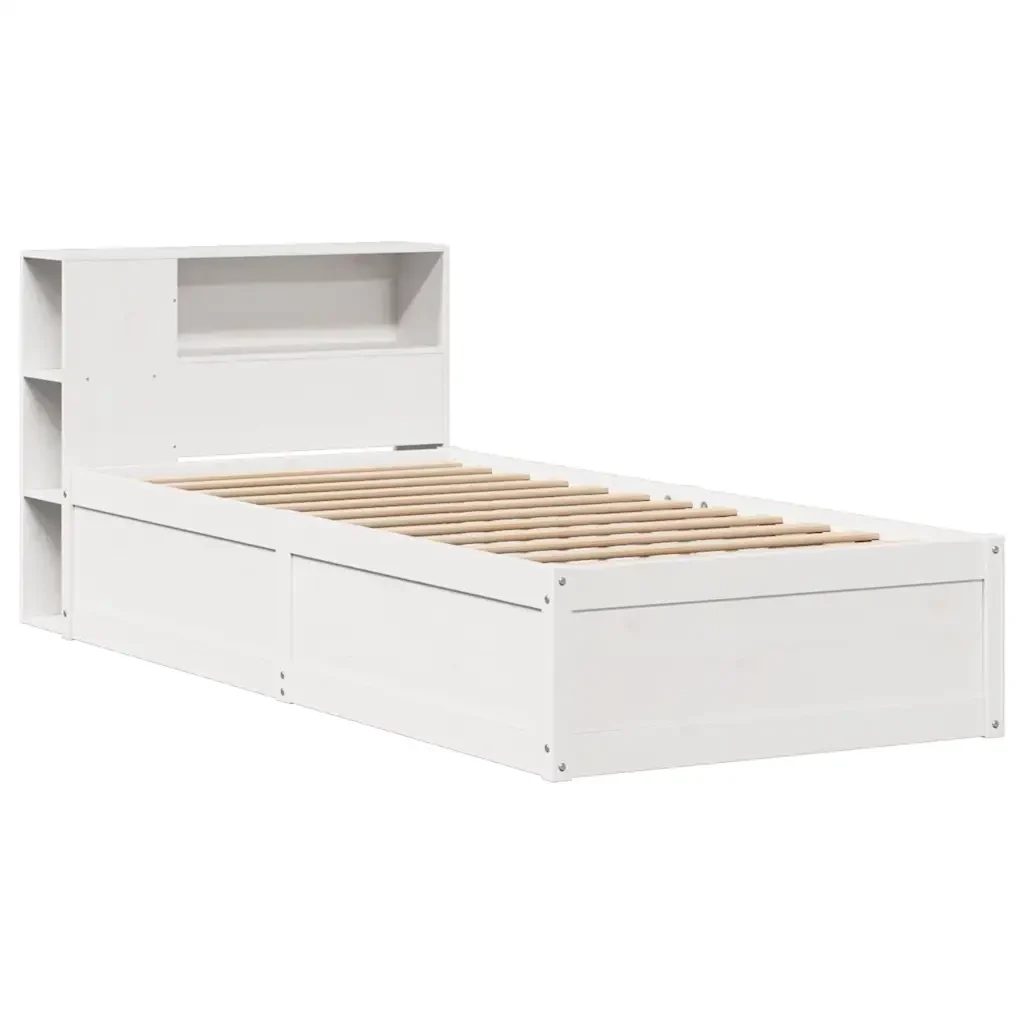 Letto singolo | Letto per adulti | Giroletto senza Materasso Bianco 75x190 Legno Massello di Pino - Image 4