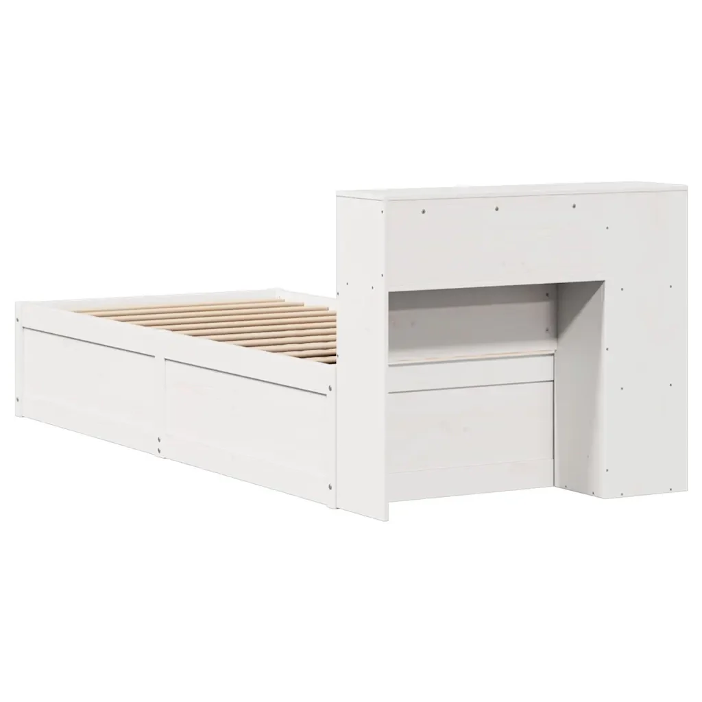 Letto singolo | Letto per adulti | Giroletto senza Materasso Bianco 75x190 Legno Massello di Pino - Image 7