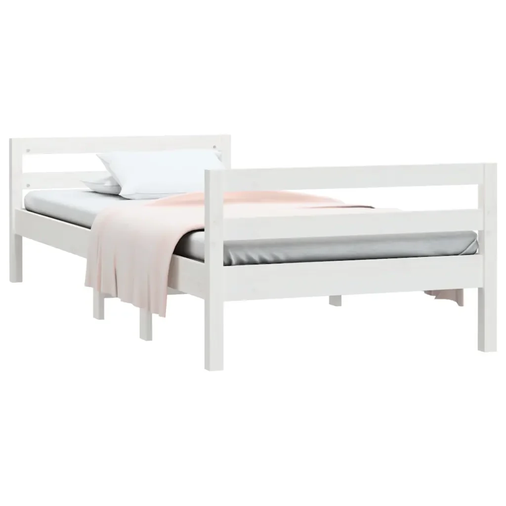 Letto singolo | Letto per adulti | Giroletto senza Materasso Bianco 80x200 cm Legno Massello Pino - Image 4