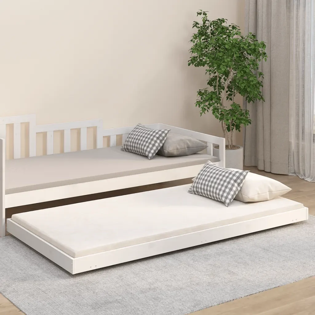 Letto singolo | Letto per adulti | Giroletto senza Materasso Bianco 80x200 cm Legno Massello Pino - Image 2