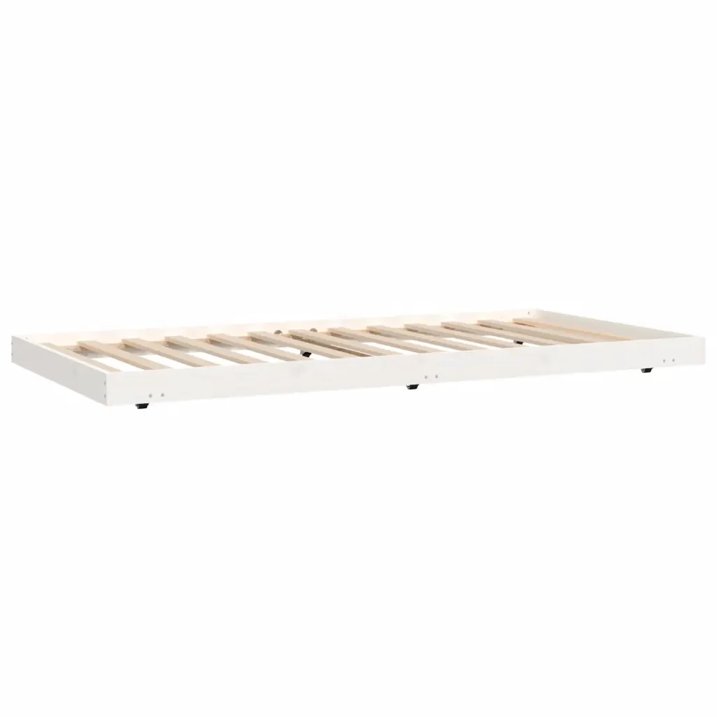 Letto singolo | Letto per adulti | Giroletto senza Materasso Bianco 80x200 cm Legno Massello Pino - Image 4