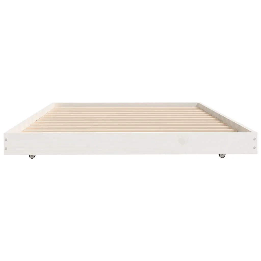 Letto singolo | Letto per adulti | Giroletto senza Materasso Bianco 80x200 cm Legno Massello Pino - Image 6