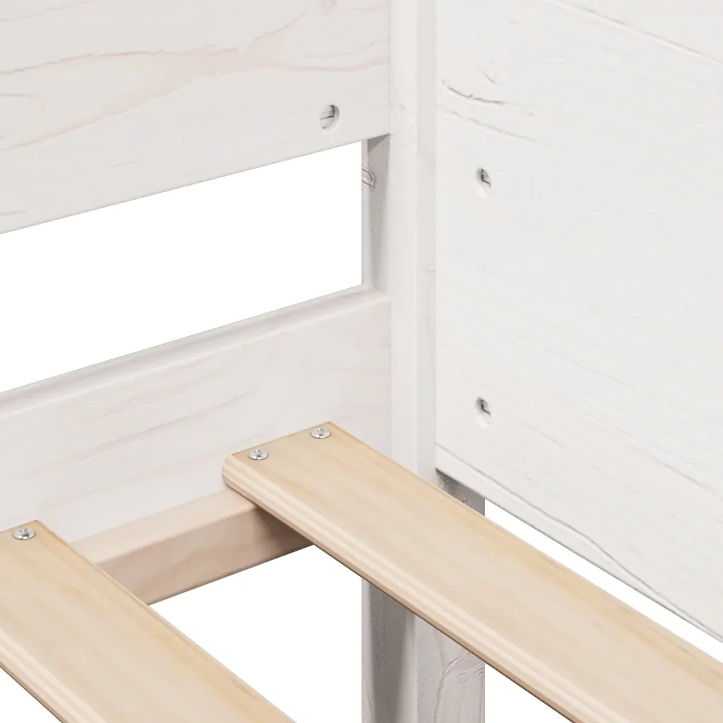 Letto singolo | Letto per adulti | Giroletto senza Materasso Bianco 80x200 cm Legno Massello Pino - Image 8