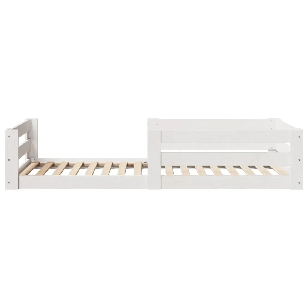 Letto singolo | Letto per adulti | Giroletto senza Materasso Bianco 80x200 cm Legno Massello Pino - Image 5