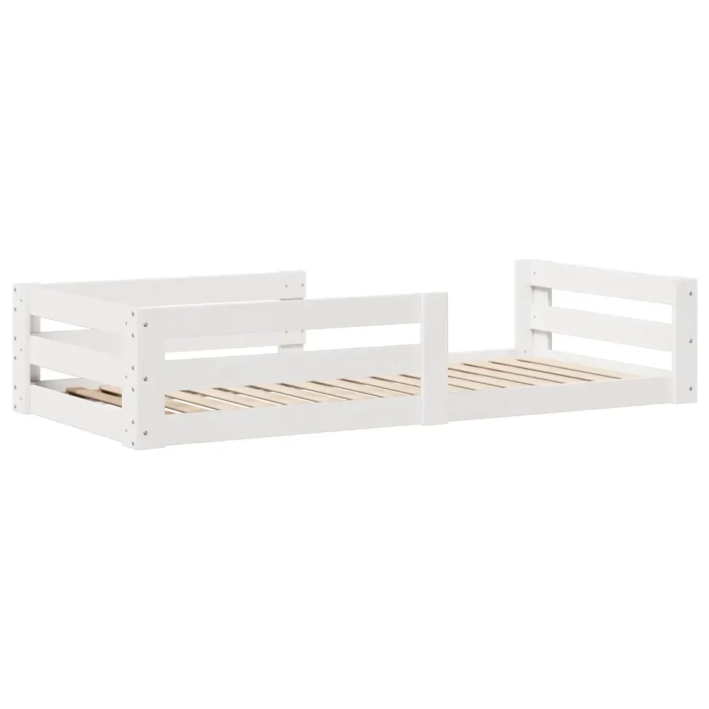 Letto singolo | Letto per adulti | Giroletto senza Materasso Bianco 80x200 cm Legno Massello Pino - Image 6