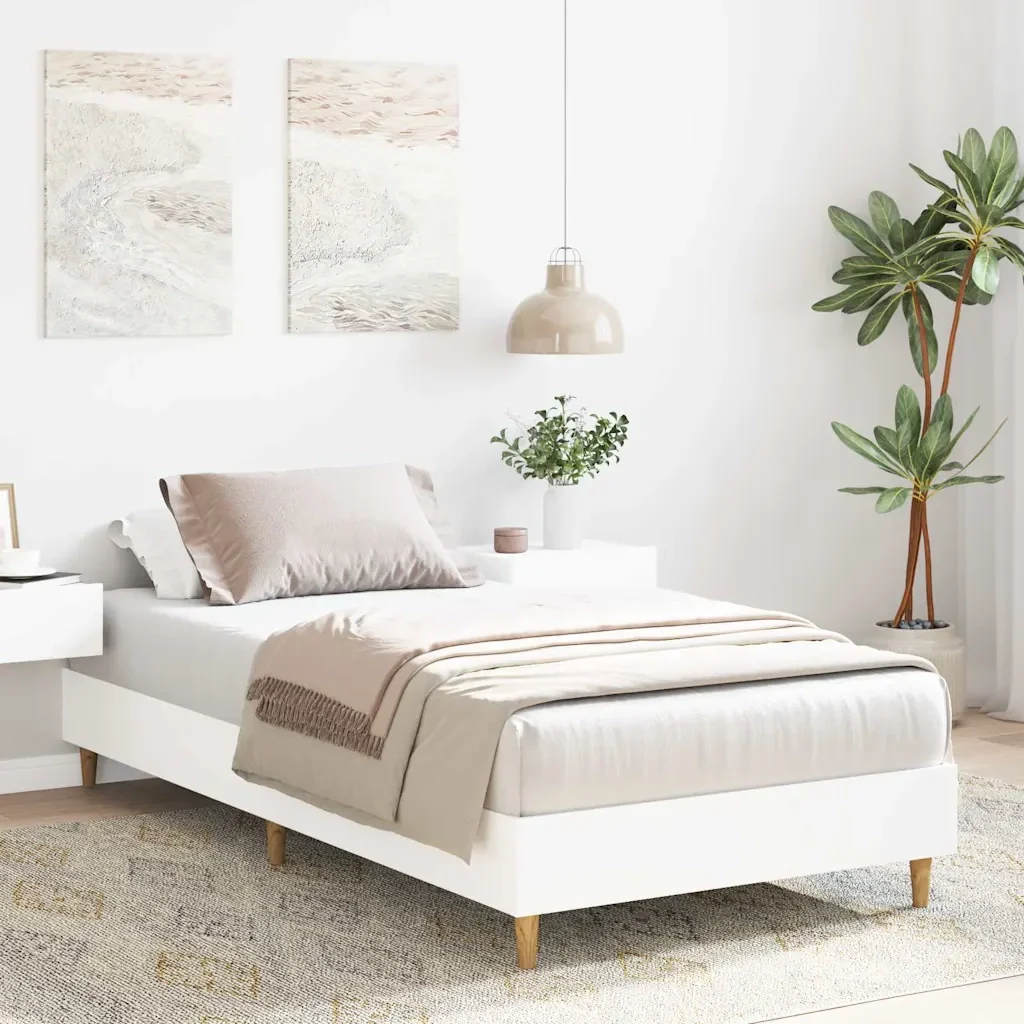 Letto singolo | Letto per adulti | Giroletto senza Materasso Bianco 90x190 cm in Legno Multistrato - Image 3