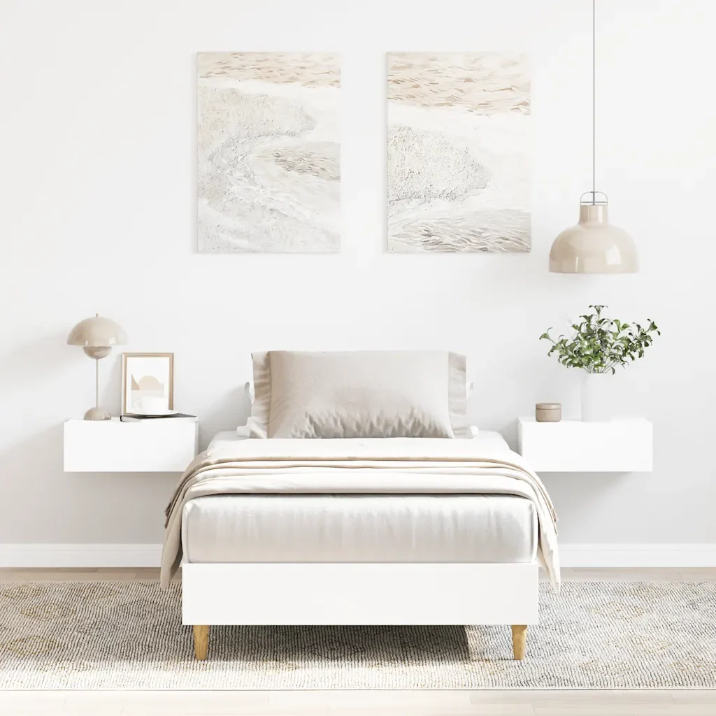Letto singolo | Letto per adulti | Giroletto senza Materasso Bianco 90x200 cm in Legno Multistrato - Image 2