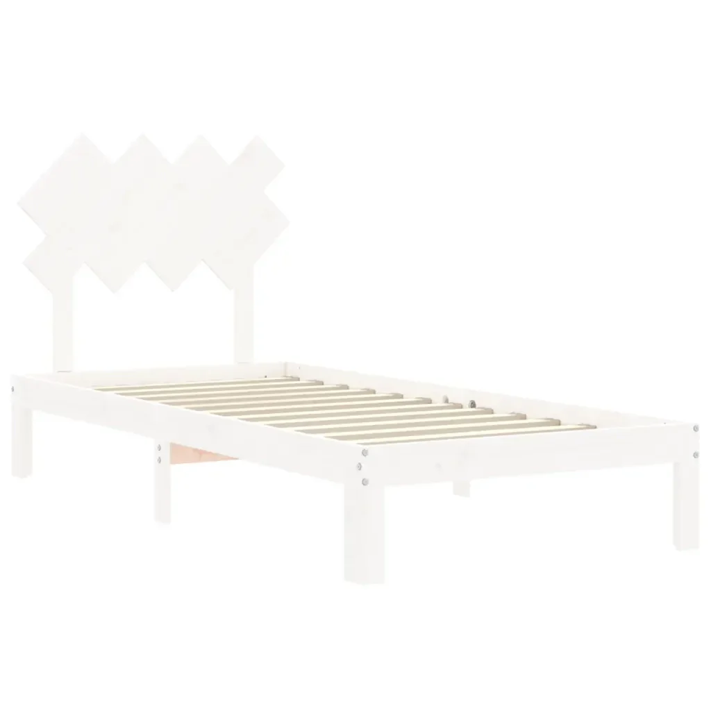 Letto singolo | Letto per adulti | Giroletto senza Materasso Bianco 90x200 cm Legno Massello Pino - Image 5