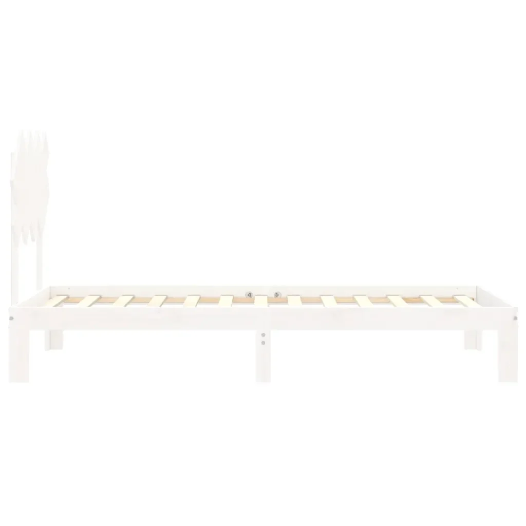 Letto singolo | Letto per adulti | Giroletto senza Materasso Bianco 90x200 cm Legno Massello Pino - Image 7