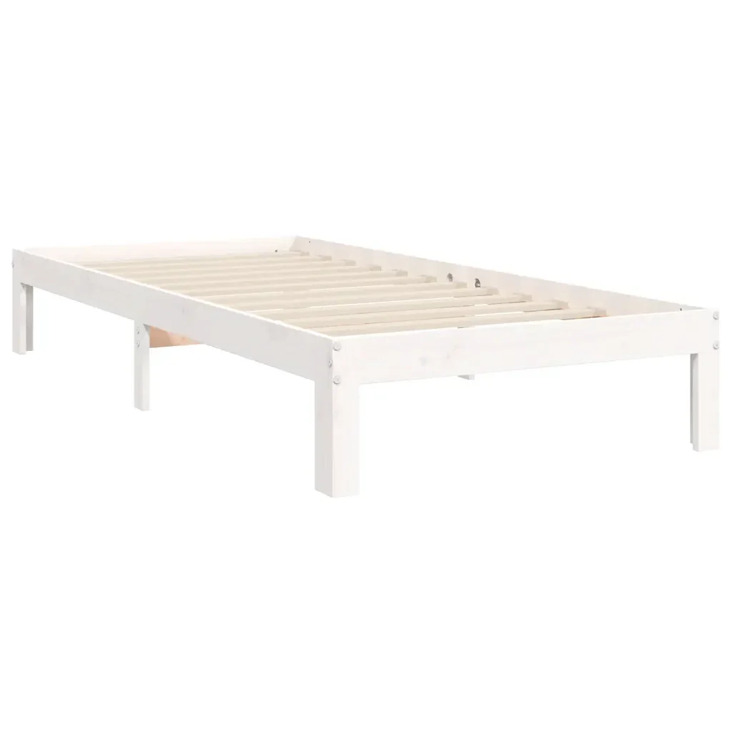 Letto singolo | Letto per adulti | Giroletto senza Materasso Bianco 90x200 cm Legno Massello Pino - Image 8