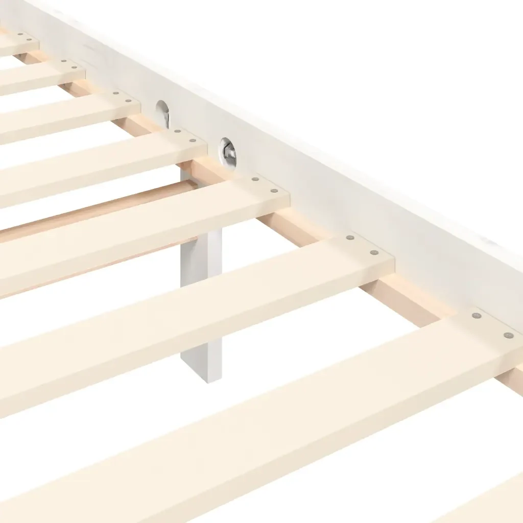 Letto singolo | Letto per adulti | Giroletto senza Materasso Bianco 90x200 cm Legno Massello Pino - Image 9
