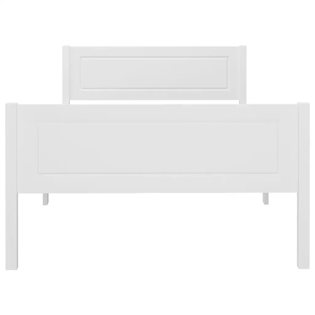 Letto singolo | Letto per adulti | Giroletto senza Materasso Bianco 90x200 cm Legno Massello Pino - Image 3