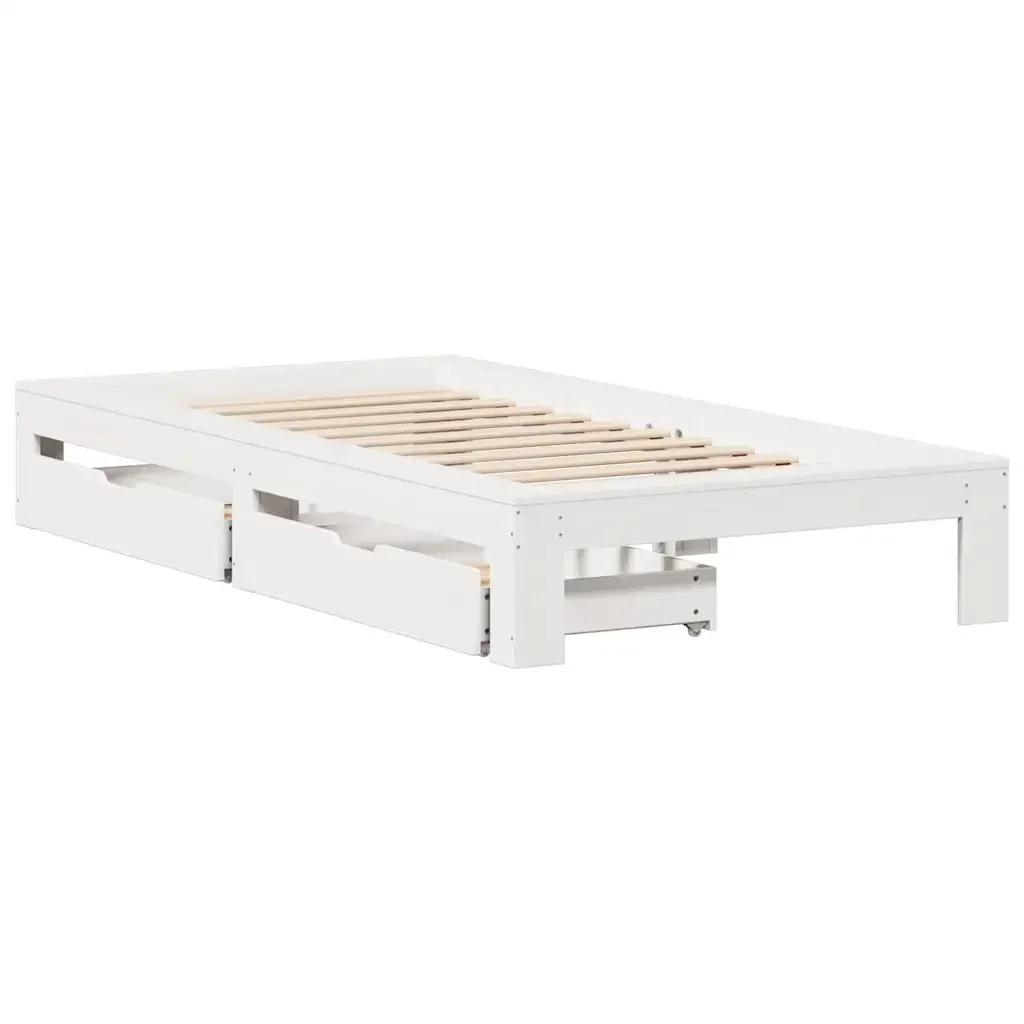 Letto singolo | Letto per adulti | Giroletto senza Materasso Bianco 90x200 cm Legno Massello Pino - Image 3