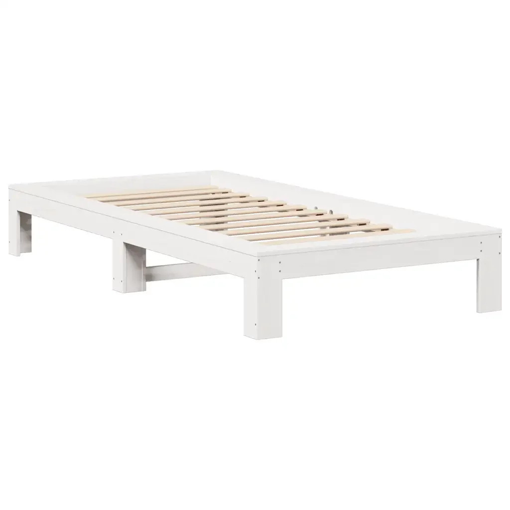 Letto singolo | Letto per adulti | Giroletto senza Materasso Bianco 90x200 cm Legno Massello Pino - Image 5