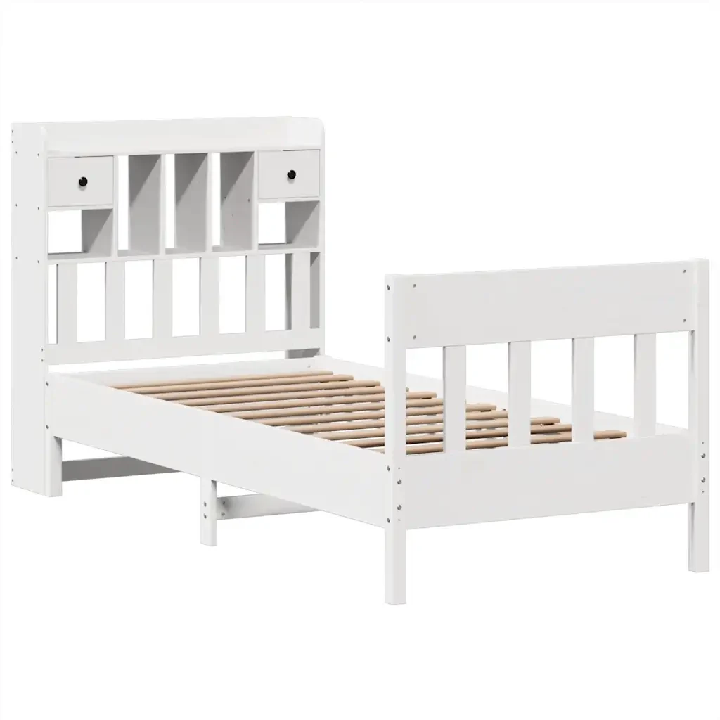 Letto singolo | Letto per adulti | Giroletto senza Materasso Bianco 90x200 cm Legno Massello Pino - Image 4