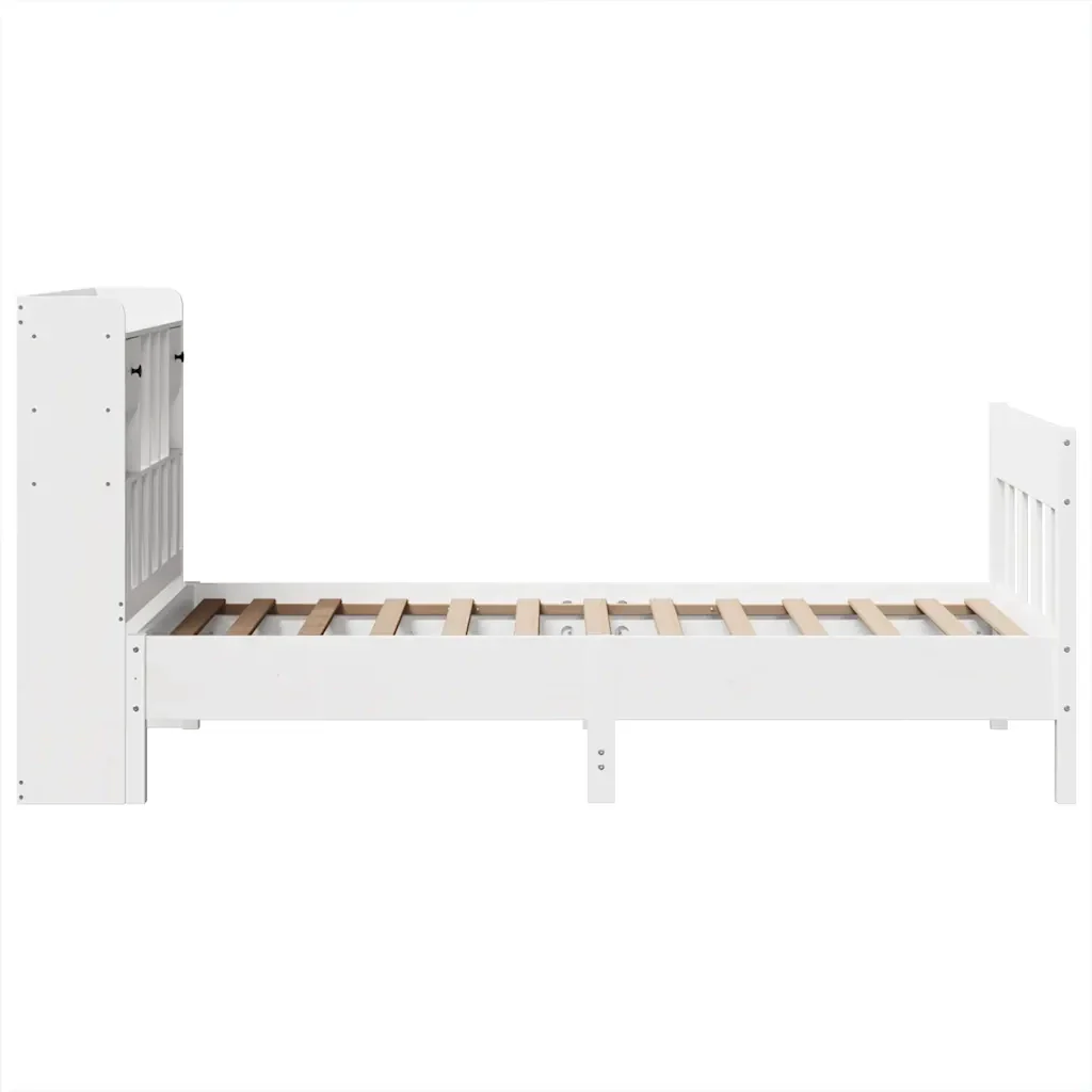 Letto singolo | Letto per adulti | Giroletto senza Materasso Bianco 90x200 cm Legno Massello Pino - Image 7