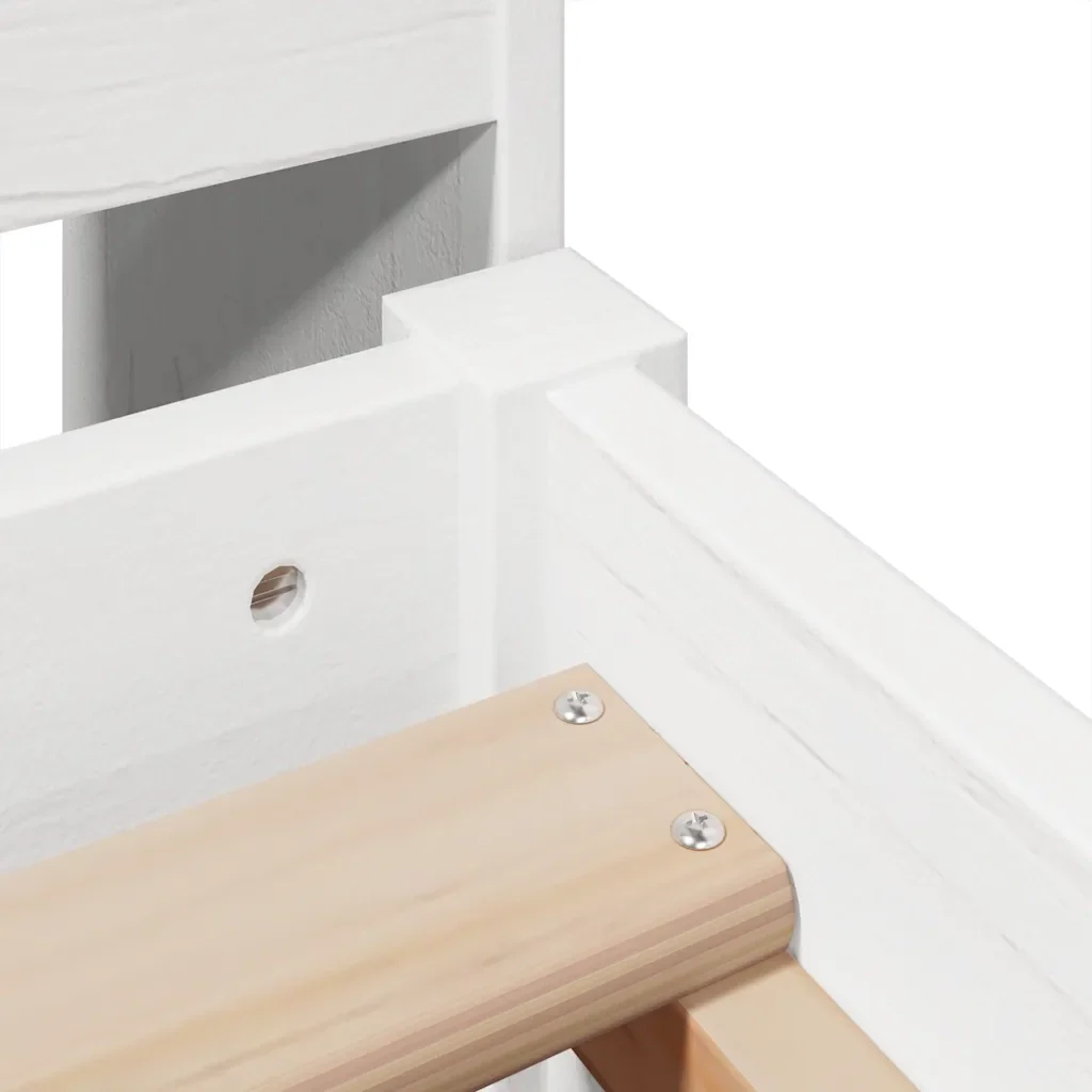 Letto singolo | Letto per adulti | Giroletto senza Materasso Bianco 90x200 cm Legno Massello Pino - Image 9