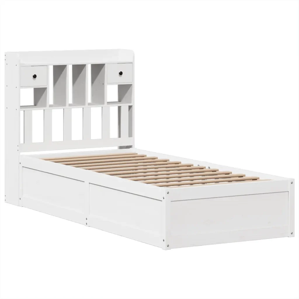 Letto singolo | Letto per adulti | Giroletto senza Materasso Bianco 90x200 cm Legno Massello Pino - Image 4