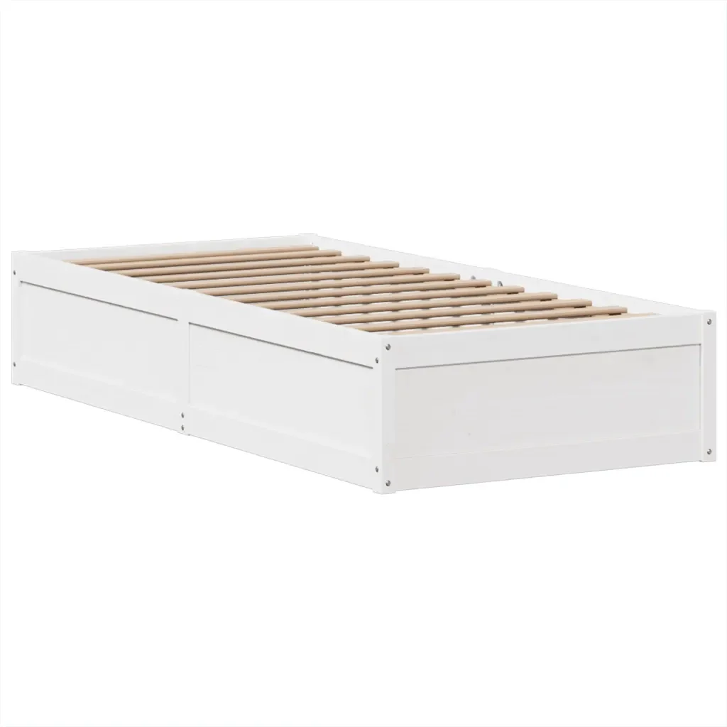 Letto singolo | Letto per adulti | Giroletto senza Materasso Bianco 90x200 cm Legno Massello Pino - Image 5
