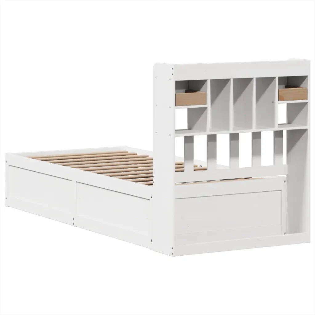 Letto singolo | Letto per adulti | Giroletto senza Materasso Bianco 90x200 cm Legno Massello Pino - Image 7