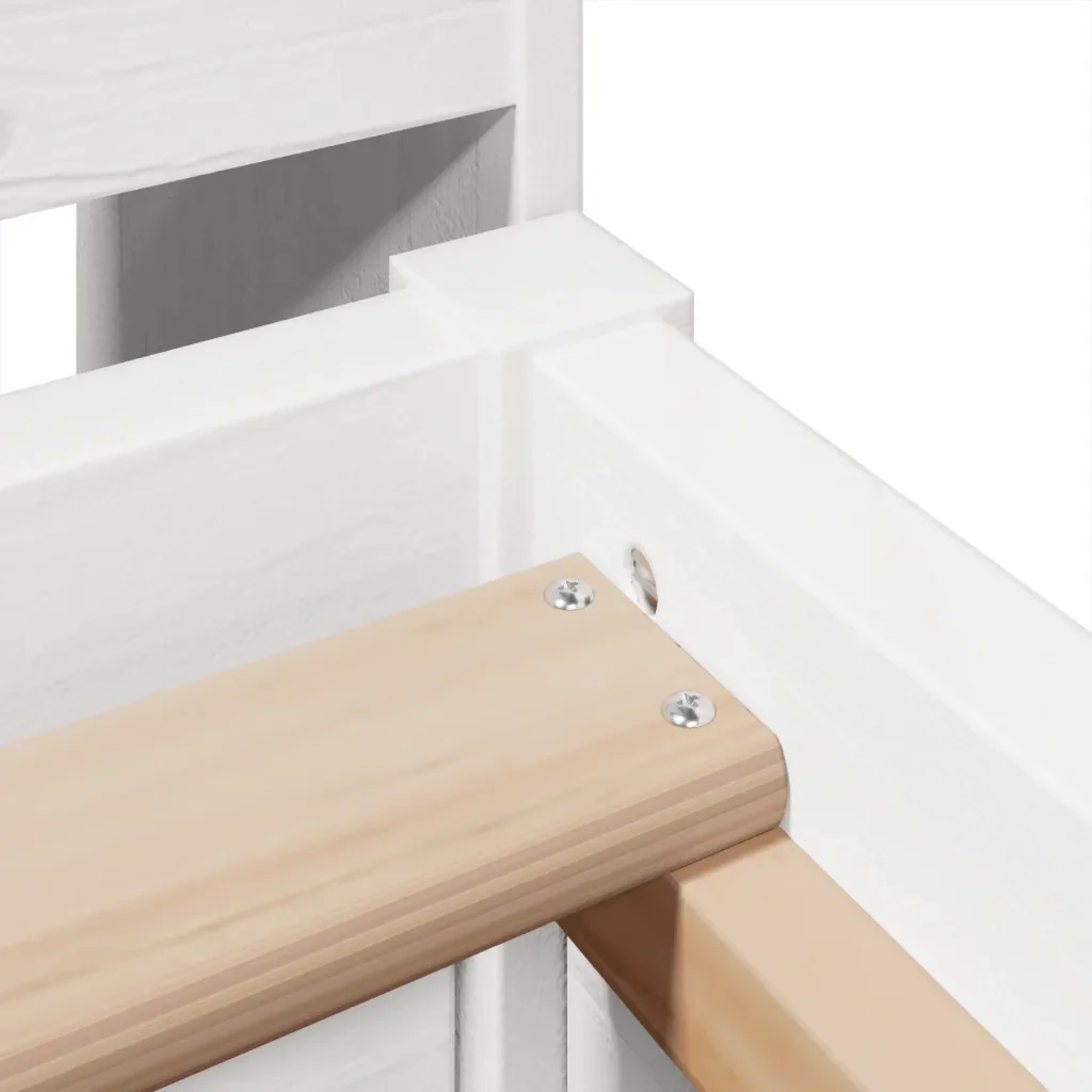 Letto singolo | Letto per adulti | Giroletto senza Materasso Bianco 90x200 cm Legno Massello Pino - Image 9
