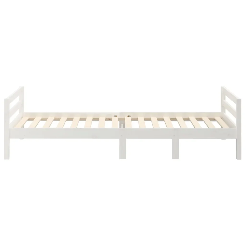 Letto singolo | Letto per adulti | Giroletto senza Materasso Bianco 90x200 cm Legno Massello Pino - Image 6