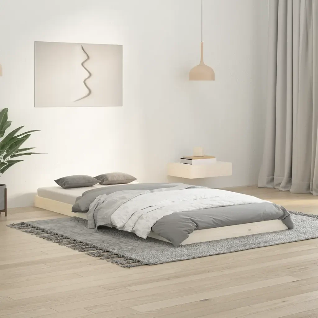 Letto singolo | Letto per adulti | Giroletto senza Materasso Bianco 90x200 cm Legno Massello Pino - Image 2