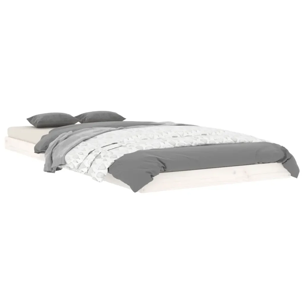 Letto singolo | Letto per adulti | Giroletto senza Materasso Bianco 90x200 cm Legno Massello Pino - Image 4