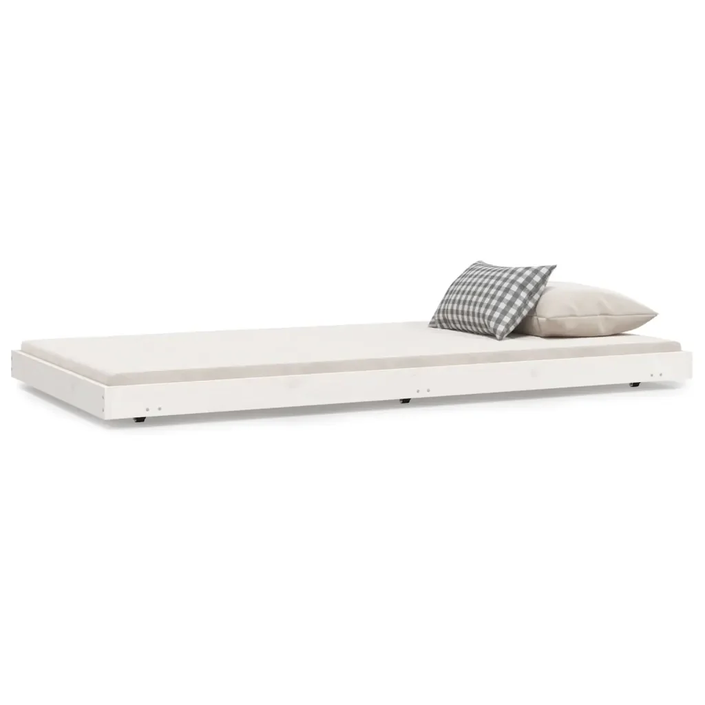 Letto singolo | Letto per adulti | Giroletto senza Materasso Bianco 90x200 cm Legno Massello Pino