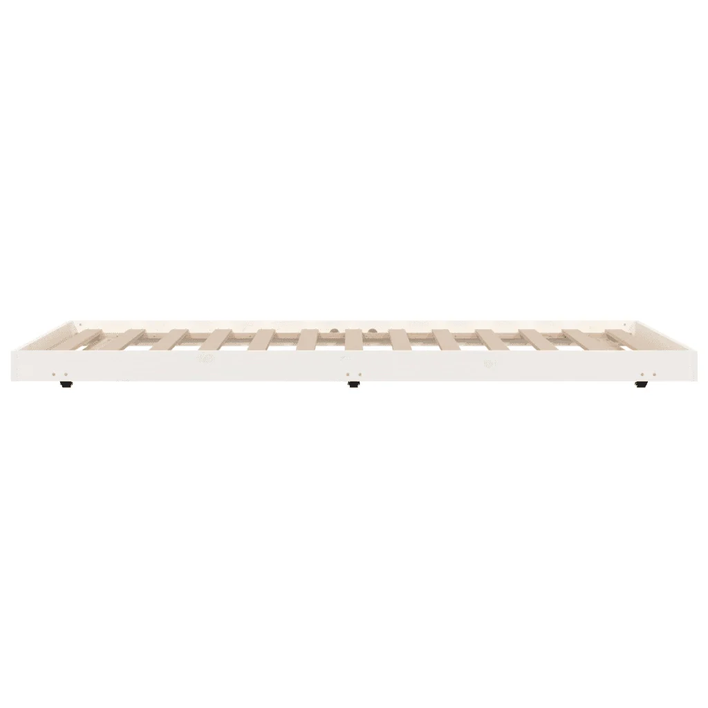 Letto singolo | Letto per adulti | Giroletto senza Materasso Bianco 90x200 cm Legno Massello Pino - Image 5
