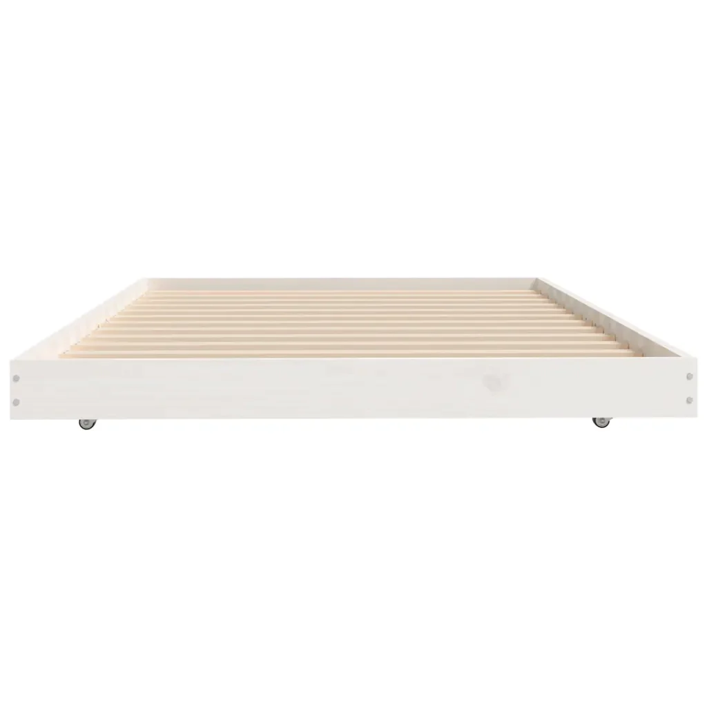 Letto singolo | Letto per adulti | Giroletto senza Materasso Bianco 90x200 cm Legno Massello Pino - Image 6