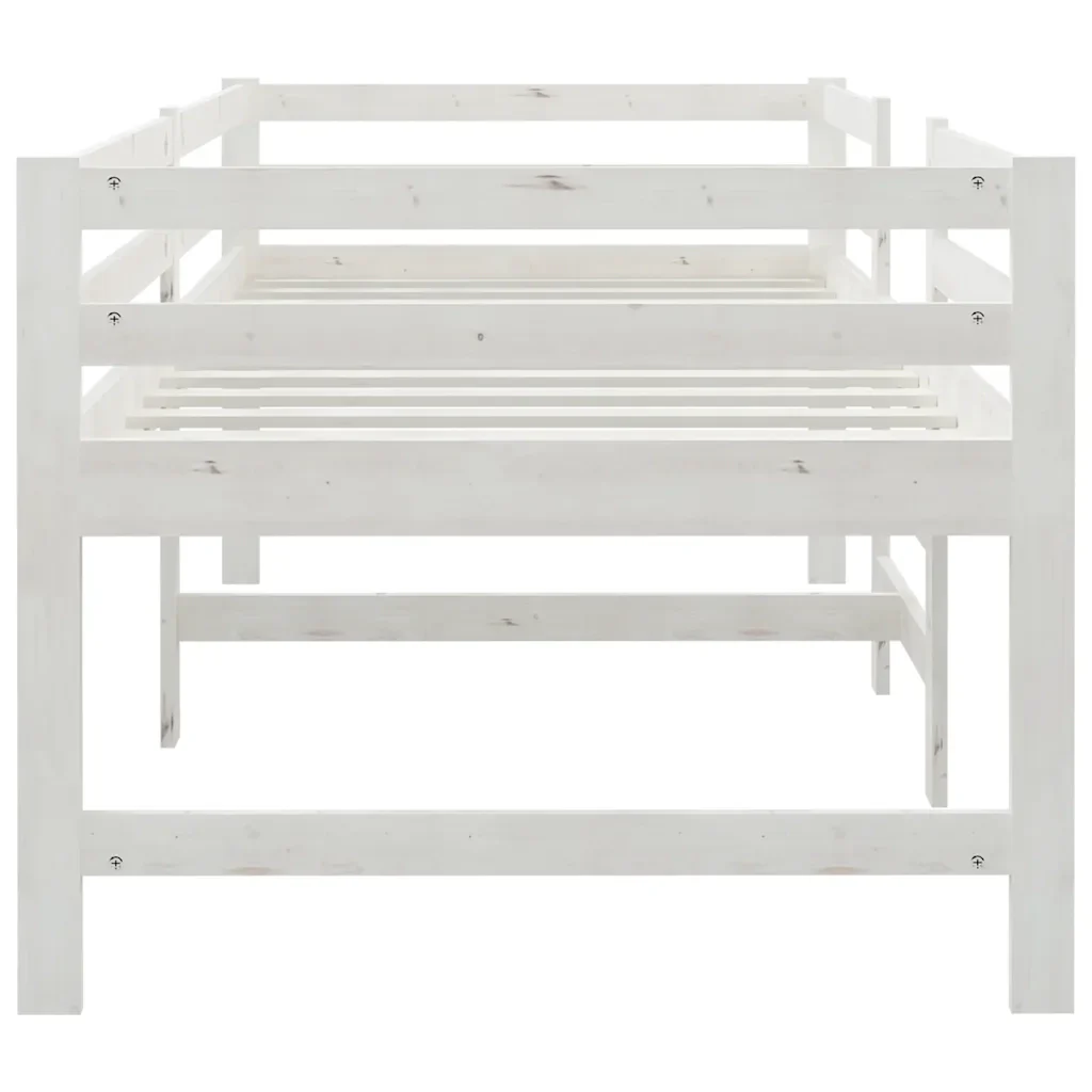Letto singolo | Letto per adulti | Giroletto senza Materasso Bianco 90x200 cm Legno Massello Pino - Image 5