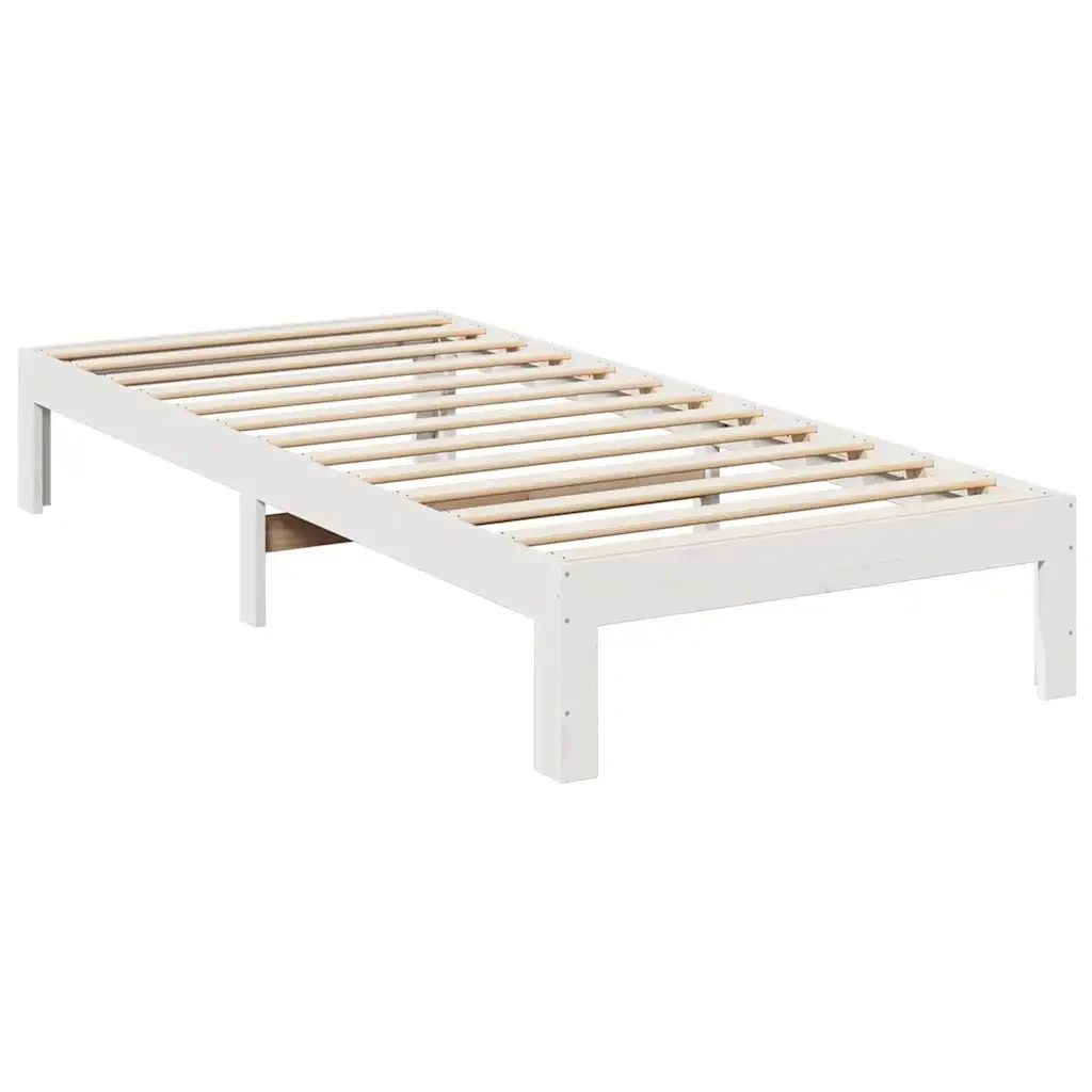 Letto singolo | Letto per adulti | Giroletto senza Materasso Bianco 90x200 cm Legno Massello Pino - Image 4