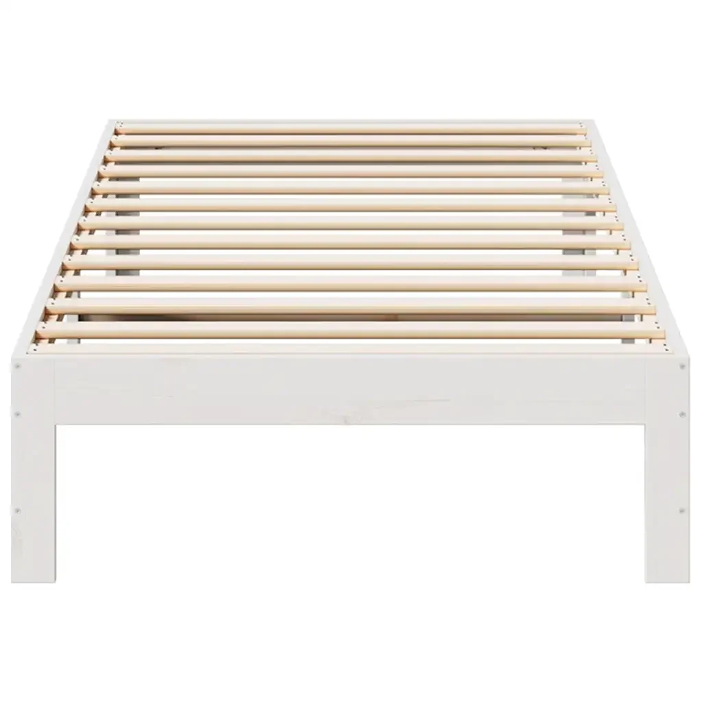 Letto singolo | Letto per adulti | Giroletto senza Materasso Bianco 90x200 cm Legno Massello Pino - Image 5
