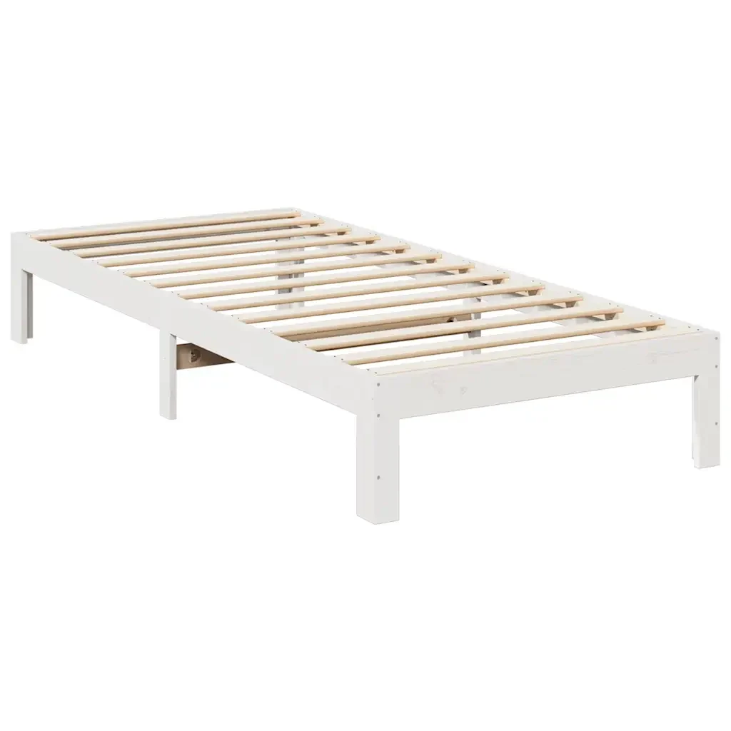 Letto singolo | Letto per adulti | Giroletto senza Materasso Bianco 90x200 cm Legno Massello Pino - Image 7