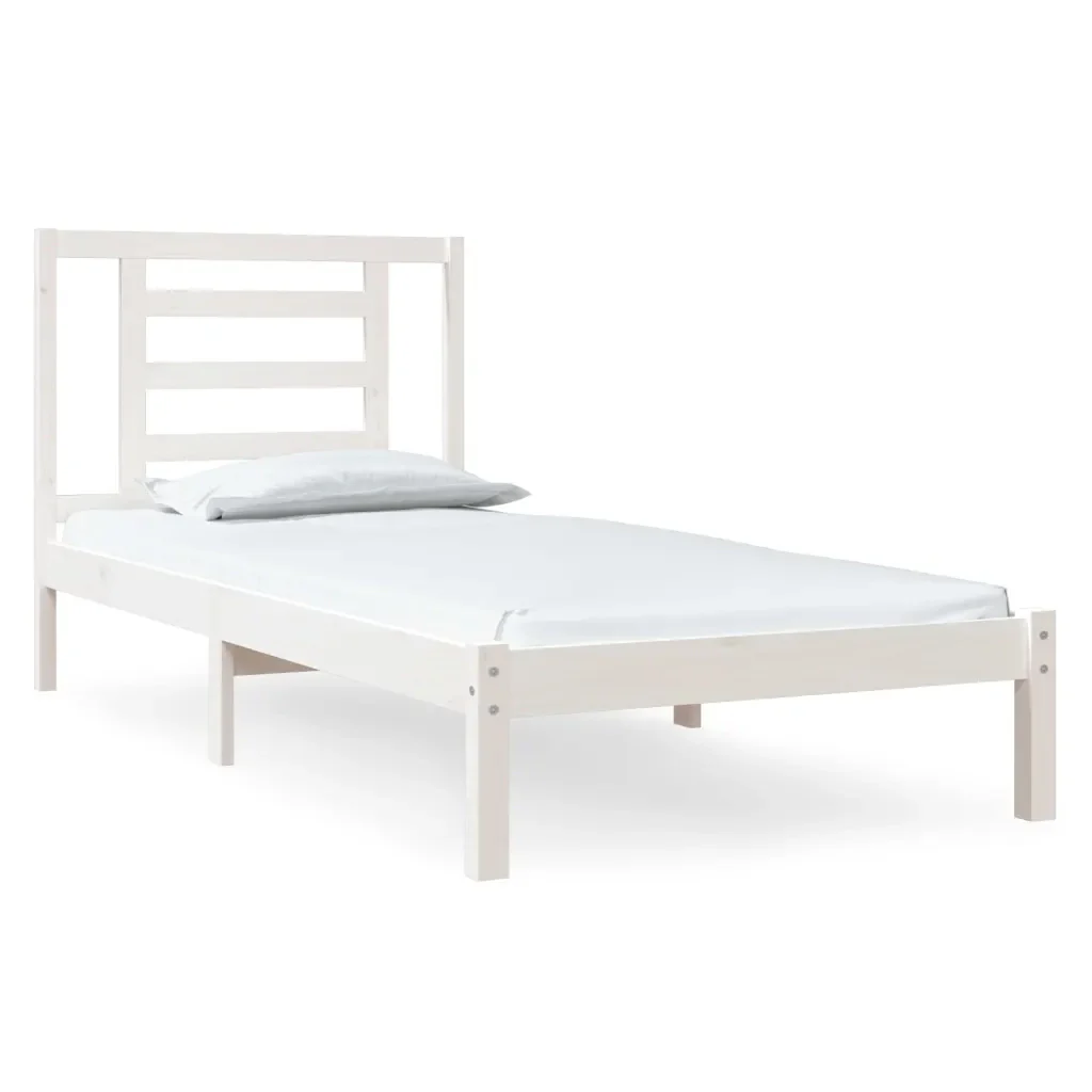 Letto singolo | Letto per adulti | Giroletto senza Materasso Bianco 90x200 cm Legno Massello Pino