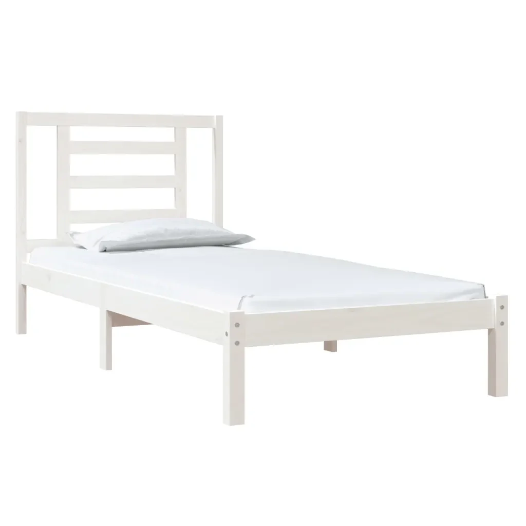Letto singolo | Letto per adulti | Giroletto senza Materasso Bianco 90x200 cm Legno Massello Pino - Image 3