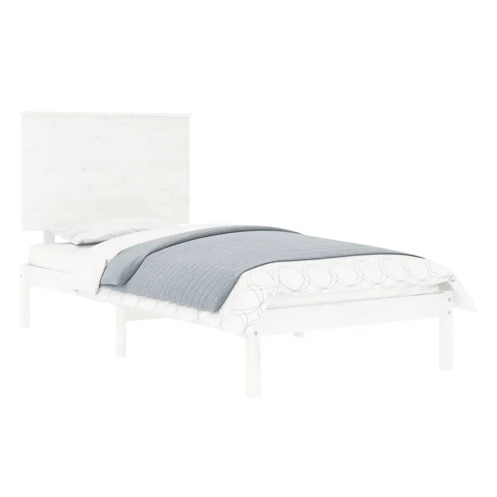 Letto singolo | Letto per adulti | Giroletto senza Materasso Bianco 90x200 cm Legno Massello Pino - Image 3