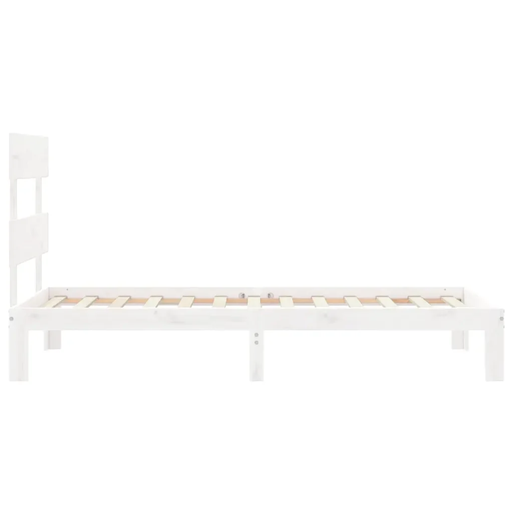 Letto singolo | Letto per adulti | Giroletto senza Materasso Bianco 90x200 cm Legno Massello Pino - Image 7