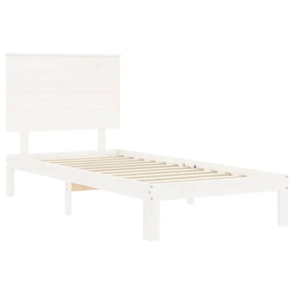 Letto singolo | Letto per adulti | Giroletto senza Materasso Bianco 90x200 cm Legno Massello Pino - Image 5