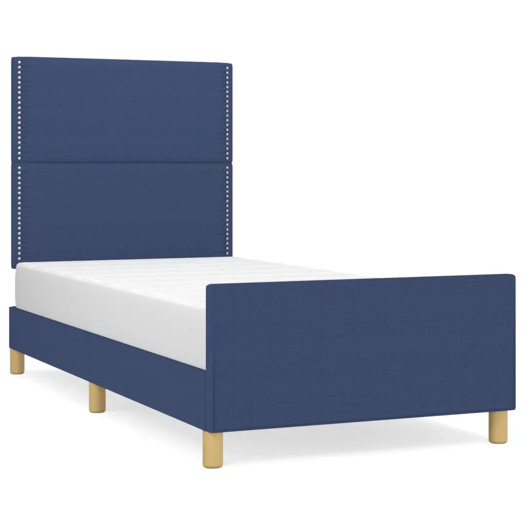 Letto singolo | Letto per adulti | Giroletto senza Materasso Blu 100x200 cm in Tessuto
