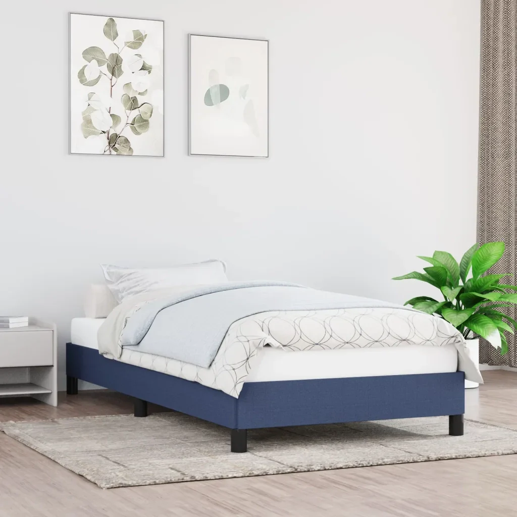 Letto singolo | Letto per adulti | Giroletto senza Materasso Blu 100x200 cm in Tessuto - Image 2