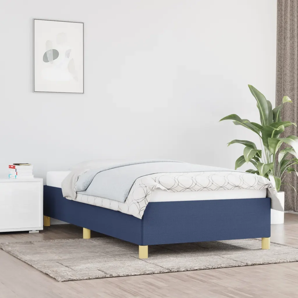 Letto singolo | Letto per adulti | Giroletto senza Materasso Blu 100x200 cm in Tessuto - Image 2