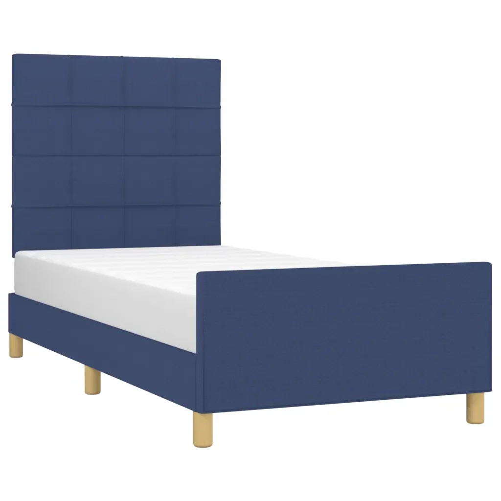 Letto singolo | Letto per adulti | Giroletto senza Materasso Blu 100x200 cm in Tessuto - Image 4