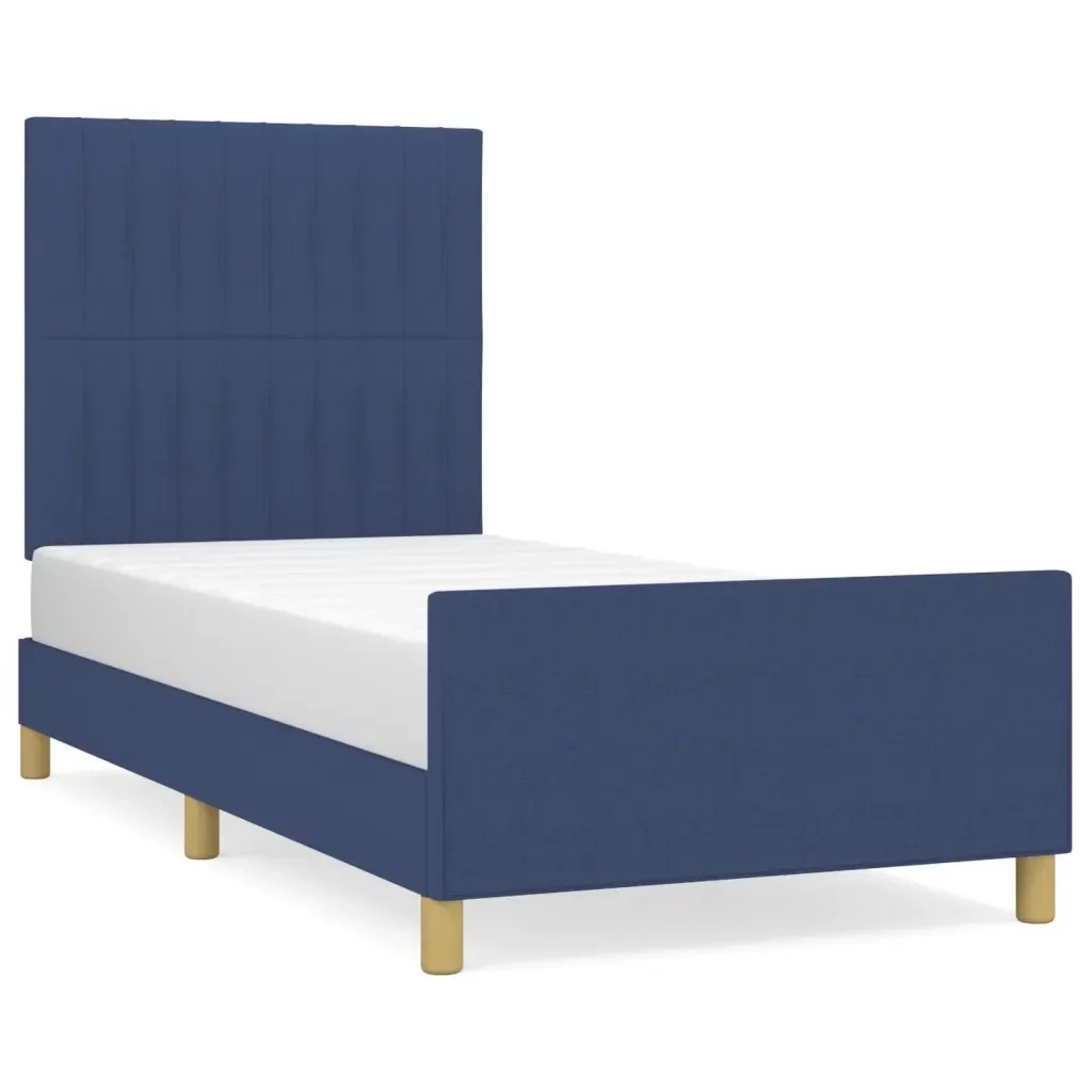 Letto singolo | Letto per adulti | Giroletto senza Materasso Blu 100x200 cm in Tessuto