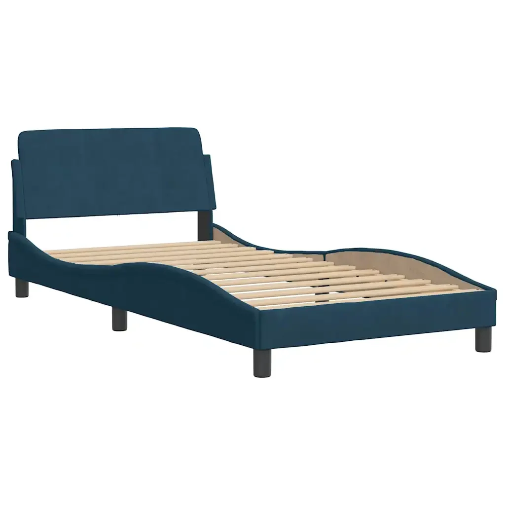 Letto singolo | Letto per adulti | Giroletto senza Materasso Blu 100x200 cm in Velluto - Image 4