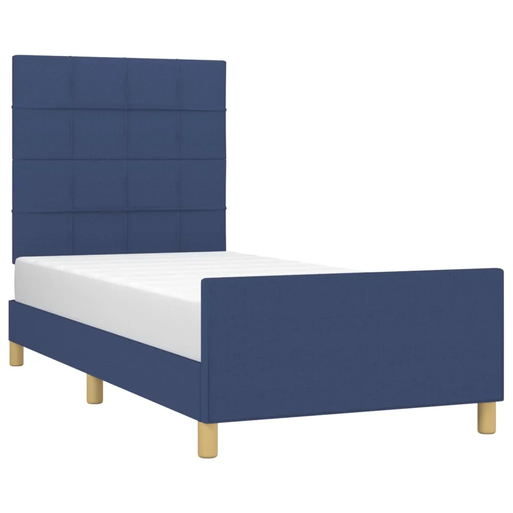 Letto singolo | Letto per adulti | Giroletto senza Materasso Blu 80x200 cm in Tessuto - Image 3